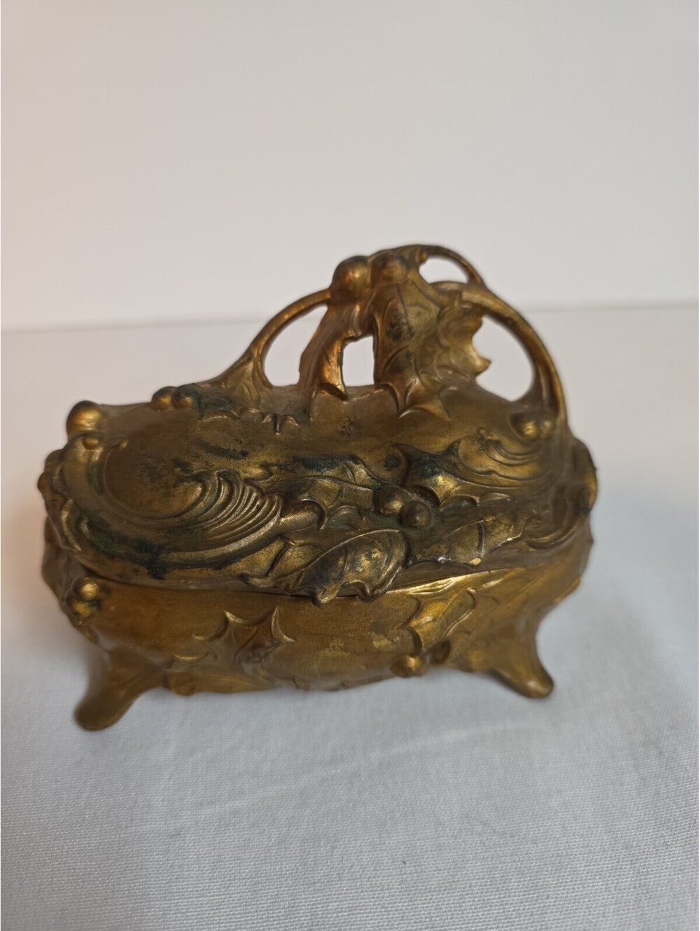 Antique Jennings Brothers Art Nouveau Metal Jewelry Casket Trinket Box JB 334